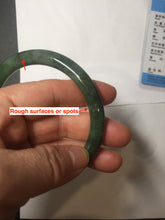 Load image into Gallery viewer, 60.2mm Certified Type A 100% Natural oily dark green(老油青) gray black round cut Jadeite Jade bangle BH102-0692