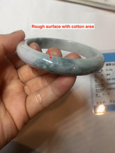 Load image into Gallery viewer, 58.4mm certified 100% natural Type A light green/purple white Snowy Pine Forest jadeite jade bangle J126-3074