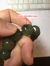 Load image into Gallery viewer, 13.5x13.6mm 100% Natural olive green/brown/black vintage style nephrite Jade bead bracelet HE83