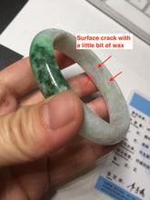 Load image into Gallery viewer, 47mm certified 100% natural Type A sunny green white oval jadeite jade bangle BP49-9340