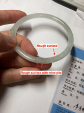 Load image into Gallery viewer, 58.5mm Certified Type A 100% Natural icy watery white/light green flat slim Jadeite Jade bangle BG223-8575