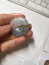 Load image into Gallery viewer, 35.3mm 100% natural black white yellow jadeite jade(Wuji, 乌鸡) Safety Guardian Button donuts pendant /worry stone/decor PH65