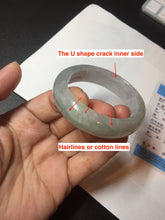 Load image into Gallery viewer, 51.5mm certified 100% natural type A light purple sunny green yellow oval jadeite jade bangle BL77-8666