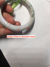 Load image into Gallery viewer, 55.2mm Certified Type A 100% Natural light green/purple/brown with green floating flowers Jadeite Jade bangle F86-6199