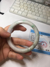 Load image into Gallery viewer, 61.5mm Type A 100% Natural sunny green/light white/purple chubby Jadeite Jade bangle with defects PJ59-1253