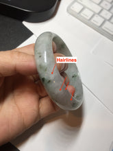 Load image into Gallery viewer, 54.5mm Certified 100% natural Type A white with green floating flowers jadeite jade bangle BN19-7053