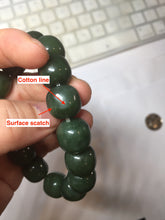 Load image into Gallery viewer, 14x13mm 100% Natural dark green/black/gray(碧玉) vintage style nephrite Jade bead bracelet HE106