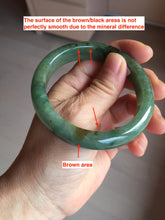 Load image into Gallery viewer, 55.5mm Certified Type A 100% Natural oily dark green(老油青)/gray Jadeite bangle BG227-3215
