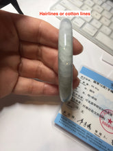 Load image into Gallery viewer, 55.8mm certified 100% natural Type A light green white purple with green floating flowers round cut jadeite jade bangle BS94-6610