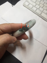 Load image into Gallery viewer, 55.8mm Certificated Type A 100% Natural White purple with green floating flowers Jadeite Jade bangle G110-9502