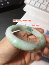 Load image into Gallery viewer, 55.8mm certified type A 100% Natural sunny green white flying flowers jadeite jade bangle AX129-5234