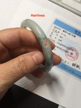 Load image into Gallery viewer, 51.5mm Certified Type A 100% Natural light green with floating green flowers round cut Jadeite jade bangle PB173-4721