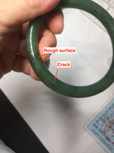 Load image into Gallery viewer, 61.5mm certified 100% Natural dark green black (碧玉) round cut nephrite Jade bangle HT105-1579