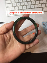 Load image into Gallery viewer, 62mm Certified 100% Natural Fresh Young Green/Dark Green/Black Green Ink Painting (绿水墨) Round Cut Nephrite (Wulanhai 乌兰海碧玉) Bangle HF133-7301