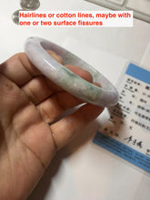Load image into Gallery viewer, 60mm certified Type A 100% Natural light green purple Jadeite Jade bangle PC97-8466