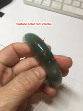 Load image into Gallery viewer, 56.8mm Certified 100% natural Type A oily dark green/ gray (老油青) jadeite jade bangle PD114