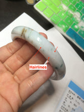 Load image into Gallery viewer, 62.7mm Certified Type A 100% Natural light green/white/brown/purple Jadeite Jade bangle AH84-0438