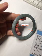 Load image into Gallery viewer, 55.5mm Certified Type A 100% Natural dark green/purple/gray round cut Jadeite bangle AA127-6935