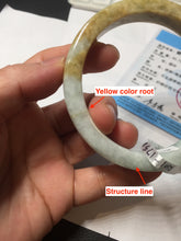Load image into Gallery viewer, 59mm Type A 100% Natural light green/brown /yellow square Jadeite Jade bangle R101