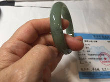 Load image into Gallery viewer, 52.5mm Certified Type A 100% Natural Oily Dark Green Gray Black(油青) Oval Jadeite Jade Bangle PE105-7129
