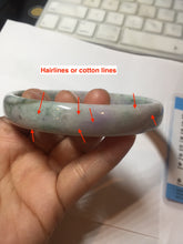 Load image into Gallery viewer, 78.5mm certified Type A 100% Natural light green sunny green purple white plus size flat style Jadeite Jade bangle J131-2213