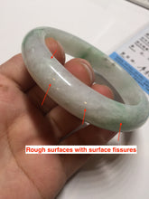 Load image into Gallery viewer, Shopify only. 55.7mm certified 100% natural icy watery light white/sunny green jadeite jade bangle BN73-9363