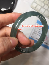 Load image into Gallery viewer, 59mm Certified Type A 100% Natural icy watery dark green/blue/gray/black Guatemala Jadeite bangle BS156-0131