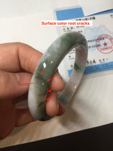 Load image into Gallery viewer, 57mm Certified Type A 100% Natural sunny green white purple gray Jadeite bangle PE122-1261