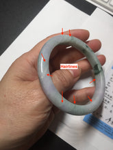 Load image into Gallery viewer, 58mm certificated Type A 100% Natural light green purple with green floating flowers Jadeite Jade bangle AS83-3016