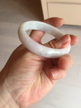 Load image into Gallery viewer, 53mm 100% natural light green purple white oval jadeite jade bangle BF128