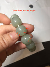 Load image into Gallery viewer, 14x13mm 100% Natural light green/gray vintage style nephrite Jade bead bracelet HF28