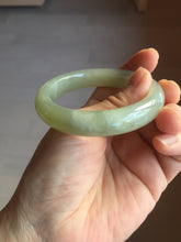 Load image into Gallery viewer, 51mm Certified 100% Natural icy waery light green/yellow/gray nephrite jade bangle HN37-3595