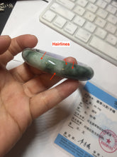 Load image into Gallery viewer, 54.8mm certified 100% natural Type A light purple dark green jadeite jade bangle E141-3921