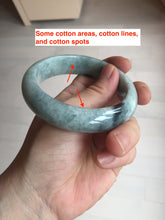Load image into Gallery viewer, 58mm certified Type A 100% Natural light green gray chubby Jadeite Jade bangle BS115-6636