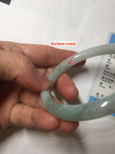 Load image into Gallery viewer, 57.5mm certified 100% natural Type A light green white round cut jadeite jade bangle PE11-3843