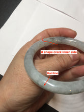 Load image into Gallery viewer, 58.5mm certified Type A 100% Natural icy dark green white with green floating flowers round cut Jadeite Jade bangle BS64-7347