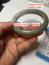 Load image into Gallery viewer, 57.4mm certified Type A 100% Natural dark green gray black white with floating seaweed Jadeite Jade bangle BS25-7689