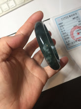 Load image into Gallery viewer, 56.4mm Certified Type A 100% Natural icy watery dark green/blue/gray/black Guatemala Jadeite bangle BH233-0257