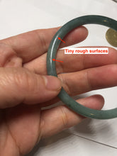 Load image into Gallery viewer, 61.5mm Certified Type A 100% Natural light green/blue/gray with black floating flowers Guatemala slim round cut Jadeite bangle BP217-3791