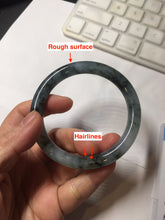 Load image into Gallery viewer, 56mm Certified Type A 100% Natural icy watery dark green/purple/gray round cut Jadeite bangle AA130-6924