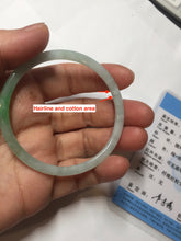 Load image into Gallery viewer, 50.5mm certified 100% natural Type A sunny green/white thin flat jadeite jade bangle BG219-8578