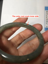 Load image into Gallery viewer, 52mm Certified type A 100% Natural oily dark green gray black slim Jadeite bangle PC214-6220