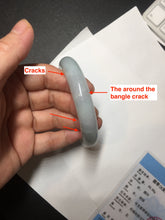 Load image into Gallery viewer, 55.2mm Certified Type A 100% Natural light green Jadeite Jade bangle E91-9415