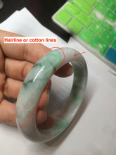 Load image into Gallery viewer, 56.4 mm certificated Type A 100% Natural sunny green/white/purple Jadeite Jade bangle S59-4130
