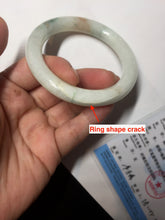 Load image into Gallery viewer, 53.5mm certified natural 100% natural Type A light green red round cut jadeite jade bangle BP22-7250