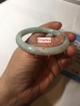 Load image into Gallery viewer, 53.6mm certified 100% natural type A white/sunny green round cut jadeite jade bangle AU38-9812