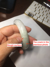 Load image into Gallery viewer, 55mm certified type A 100% Natural light green/white jadeite jade bangle AE66-6537