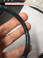 Load image into Gallery viewer, 61.4mm Certified Type A 100% Natura dark blue/green/gray/black Guatemala slim round cut Jadeite bangle PJ105