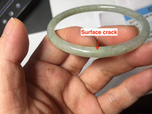 Load image into Gallery viewer, 56mm certified Type A 100% Natural light green brown gray slim round cut Jadeite Jade bangle PH206-6184