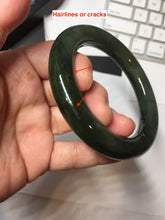 Load image into Gallery viewer, 57.4m certified 100% Natural dark green/black round cut nephrite (碧玉) bangle HN183